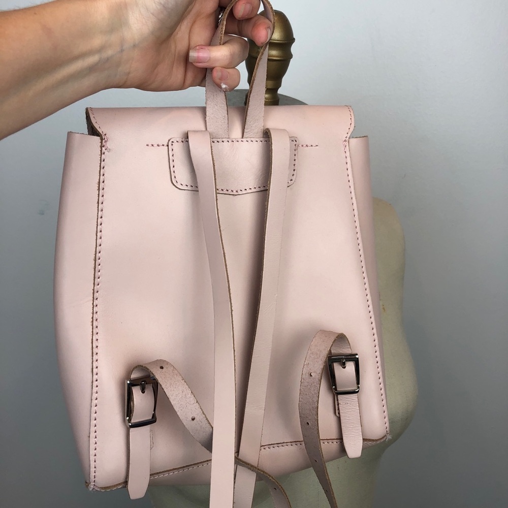 Blush Square Structured Leather Mini Backpack - image 7